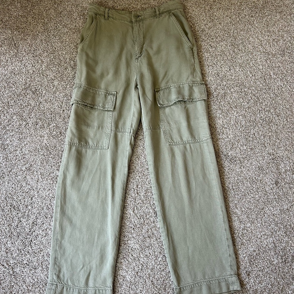 AG Los Angeles Knoxx Cargo High Rise Baggy Boyfriend green pants. Grunge utility - Picture 6 of 16